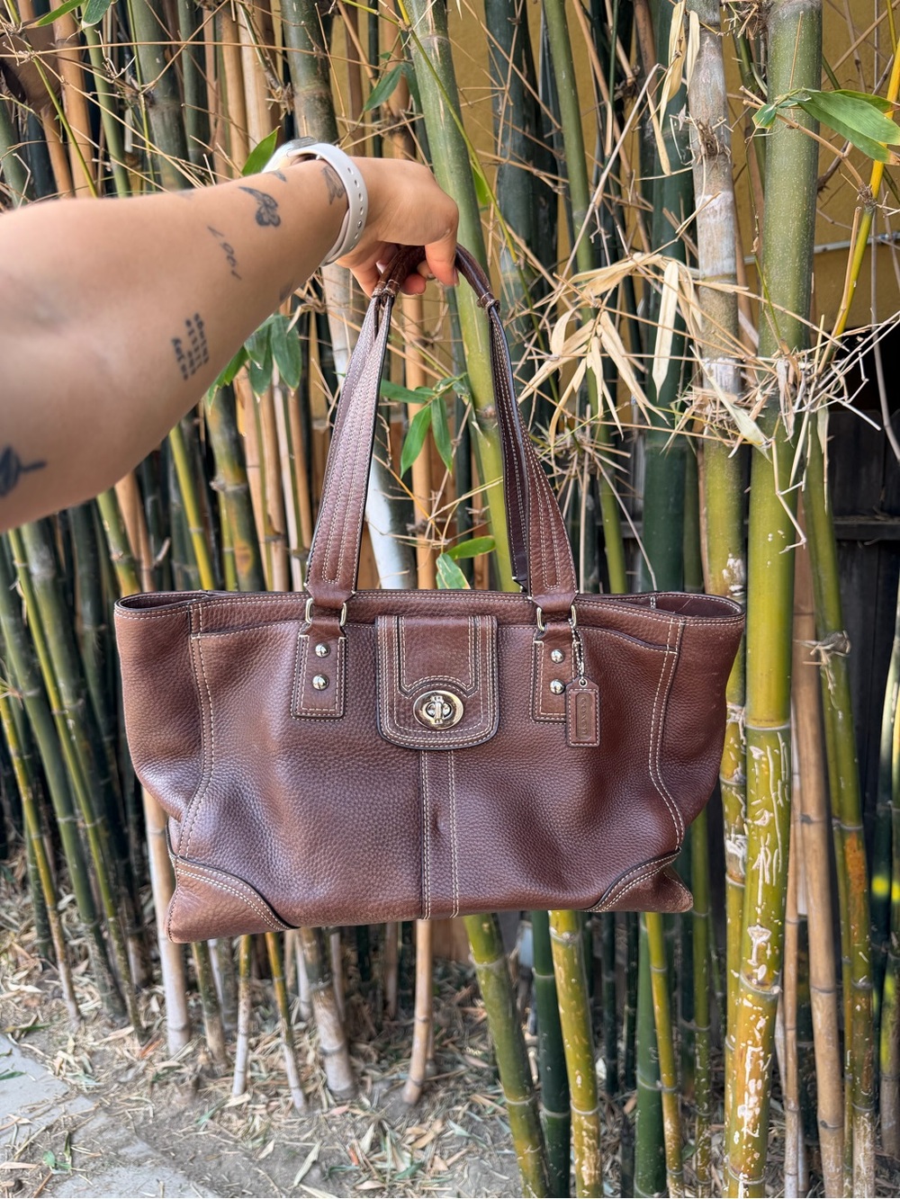 Brown Leather Tote Handbag